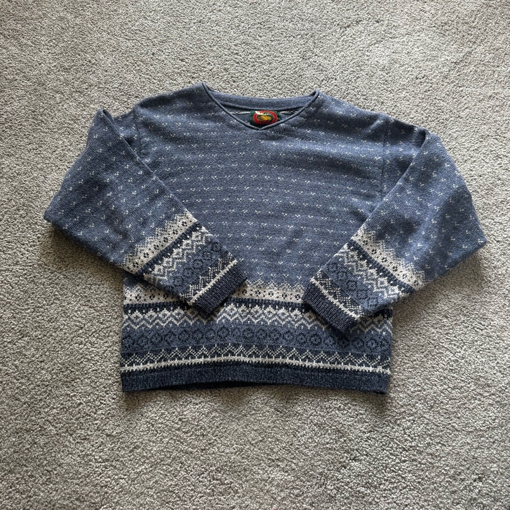 Elegant Blue Patterned Women's Sweater